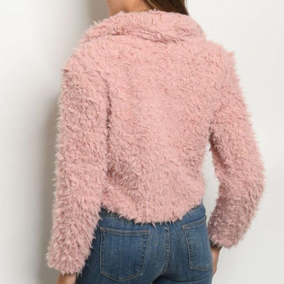 LAST 1! MAUVE SHERPA SHAGGY JACKET - Picture 3 of 7